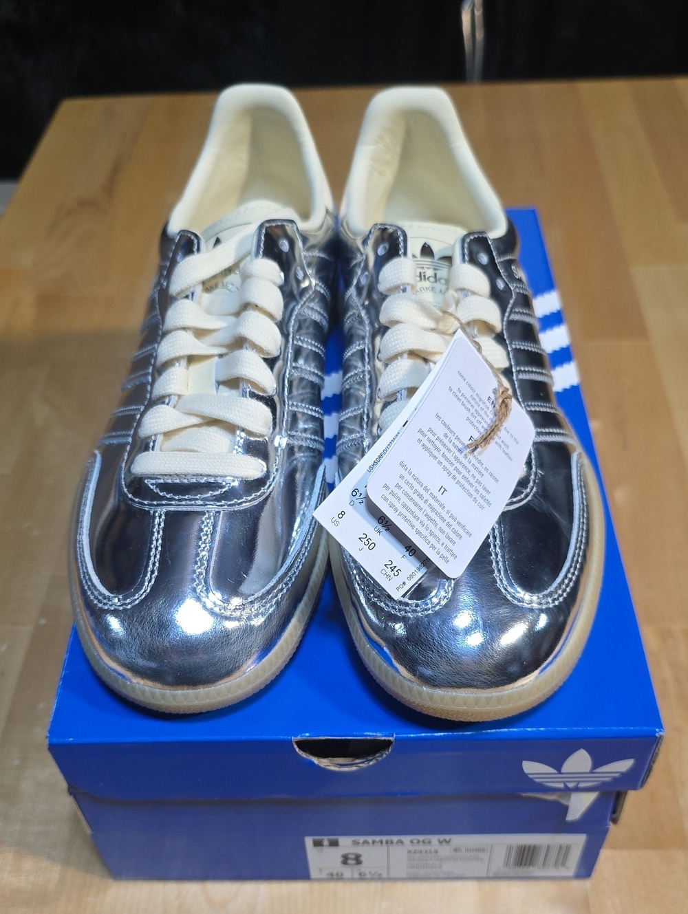 adidas Women's Metallic Silver Low-Top Sneakers with Cream Laces